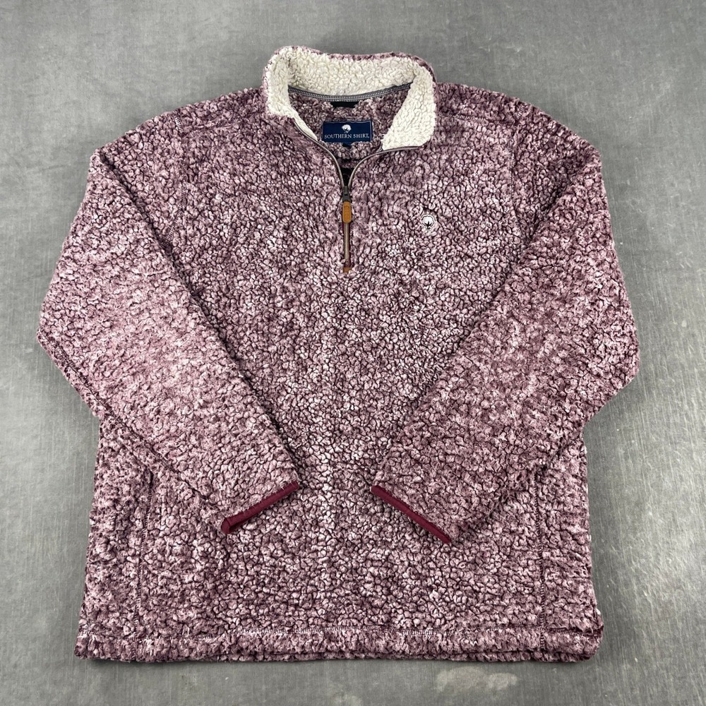 Southern Shirt Men XL Maroon Fleece Pullover Quarter Zip Sherpa